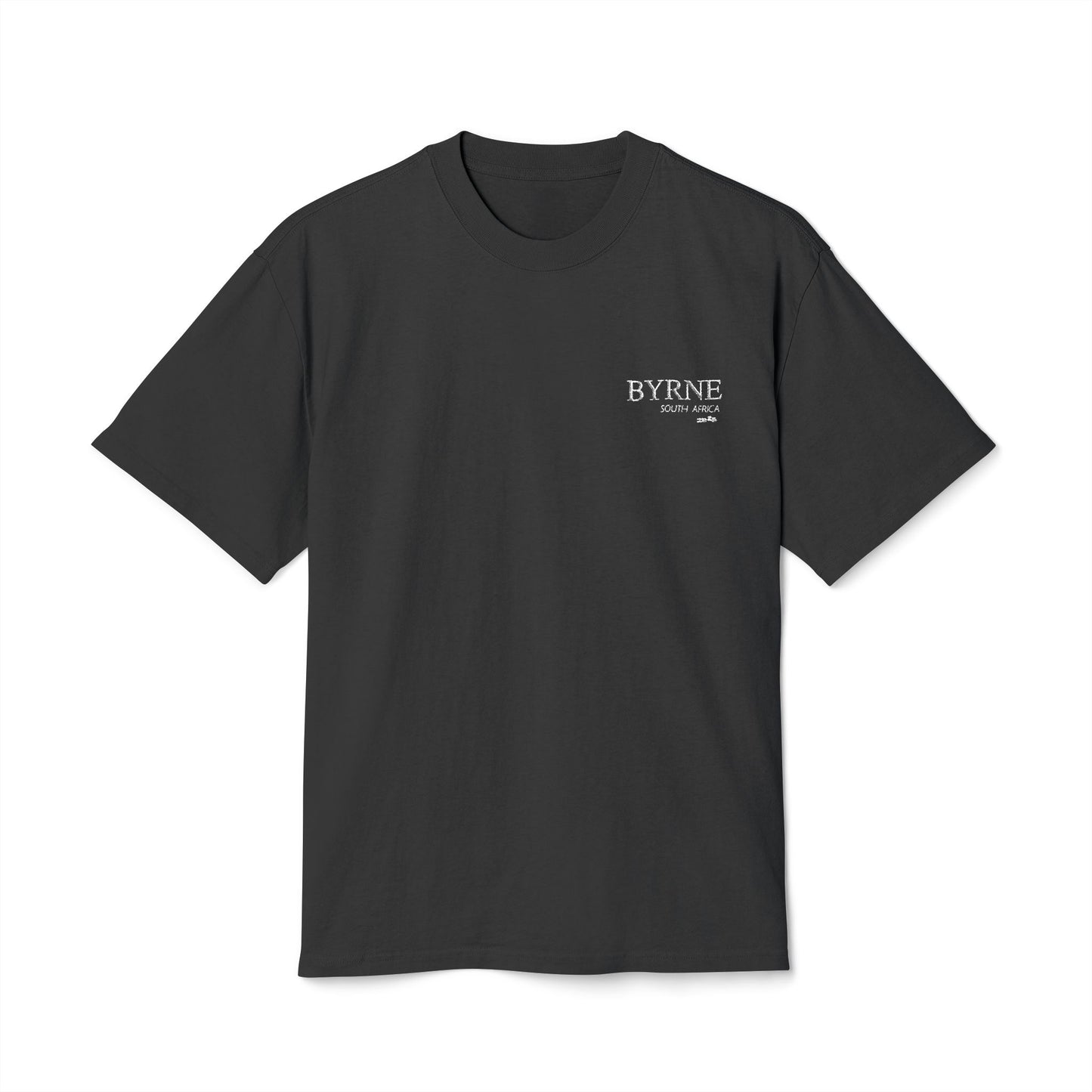 WHITE Embroidered BYRNE - Faded Vintage Unisex Tee